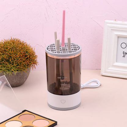 Electric Makeup Brush Cleaner with Spinning Action and Adjustable Holders