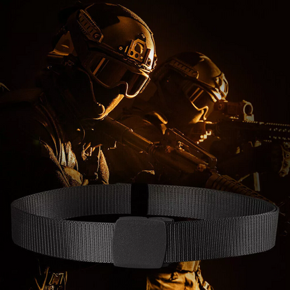 Mens Nylon Canvas Web Belt with Hook and Loop Adjustment and Plastic Cam Buckle