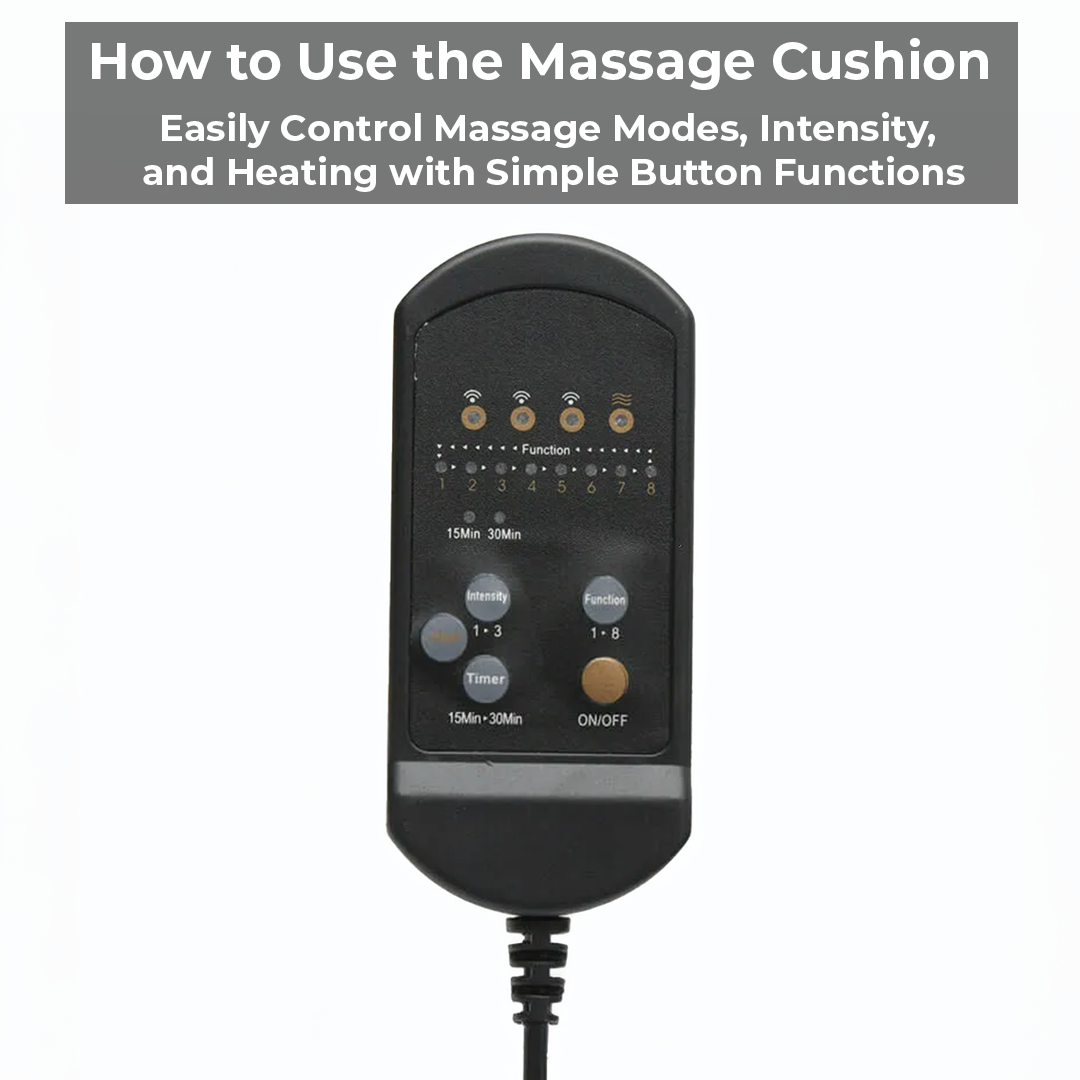 Back Massage Cushion with Eight Motors and Heat Function, Wired Remote Control