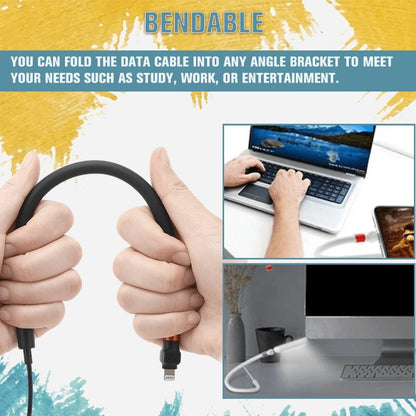 Foldable Phone Charging Cable with Stand Function and Data Transfer, 2.4A Fast Charge