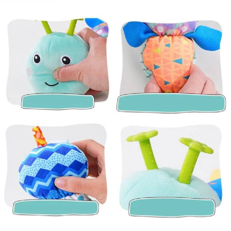 Plush Caterpillar with Musical Squeeze Segments and Bright Colors for Babies