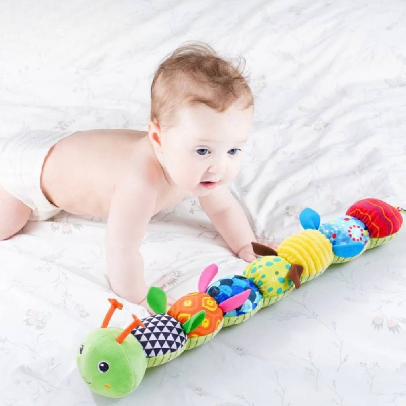 Plush Caterpillar with Musical Squeeze Segments and Bright Colors for Babies