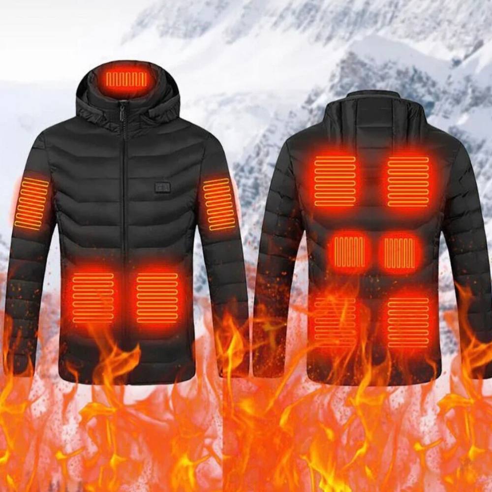 Electric Heated Jacket with Three Heat Settings and Rechargeable Battery for Winter Wear