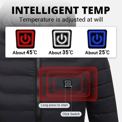 Electric Heated Jacket with Three Heat Settings and Rechargeable Battery for Winter Wear