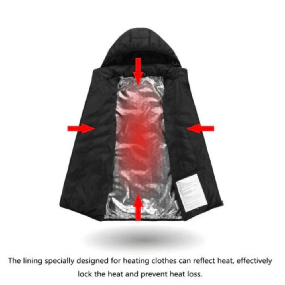 Electric Heated Jacket with Three Heat Settings and Rechargeable Battery for Winter Wear