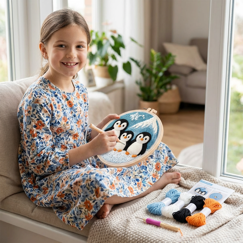 Beginner Punch Needle Embroidery Kit with Cute Animal Design Options