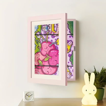 Artwork Display Frame with Magnetic Latch and 150-Sheet Storage Compartment
