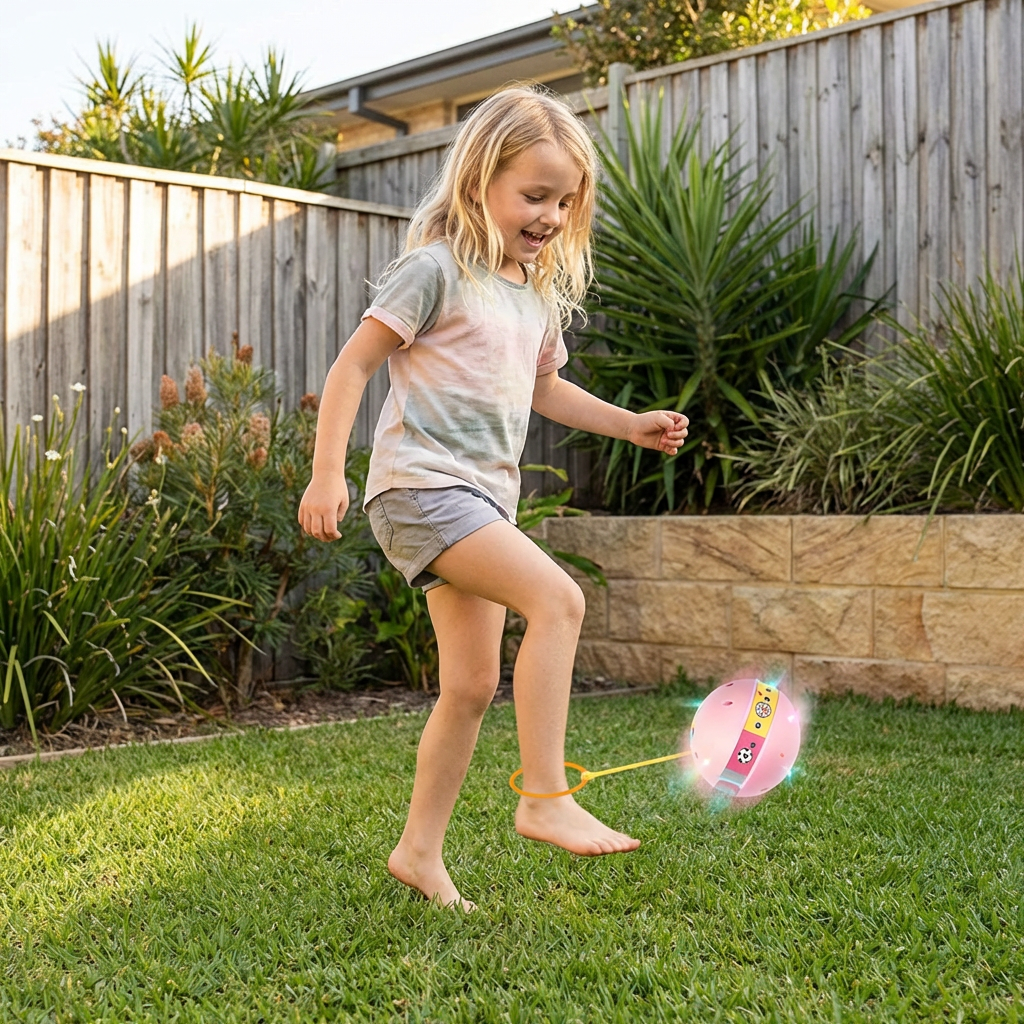 LED Skip Ball with Ankle Strap and Glowing Lights for Active Kids