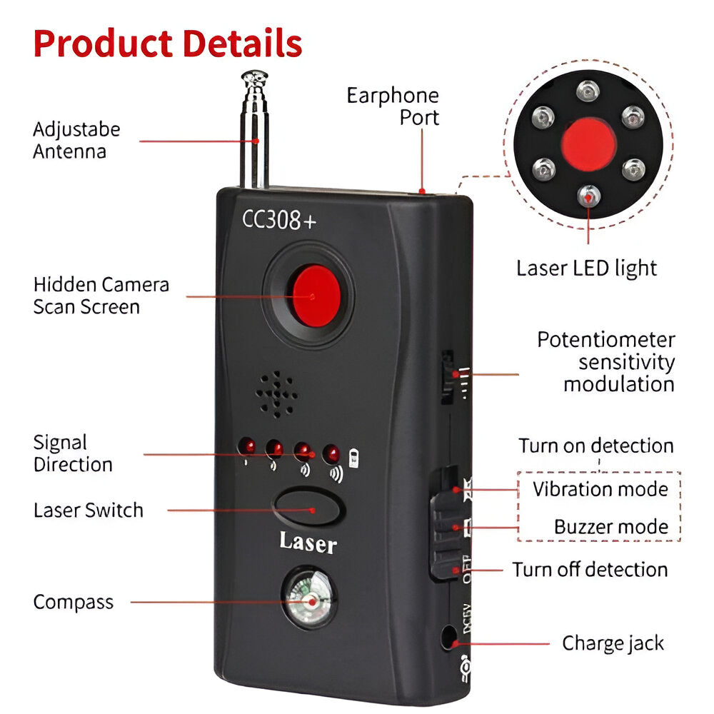 Hidden Camera and Microphone Detector Bug Finder for Security