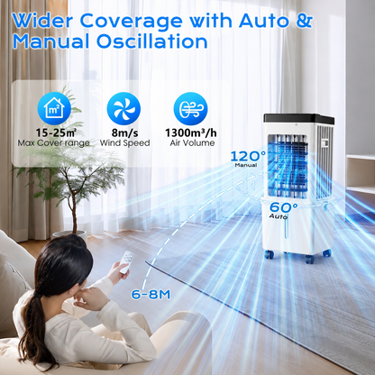 Portable Evaporative Air Cooler for Home, 12L Tank & Timer - Image 2
