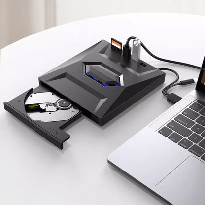 Portable USB CD DVD Drive with Burner and SD Card Hub for Windows and Mac Laptops