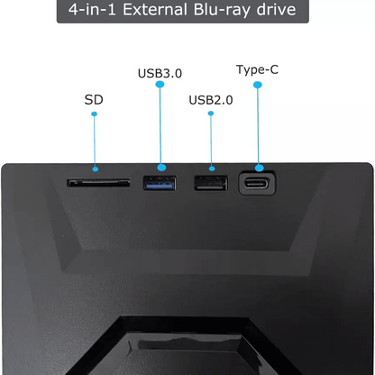 Portable USB CD DVD Drive with Burner and SD Card Hub for Windows and Mac Laptops