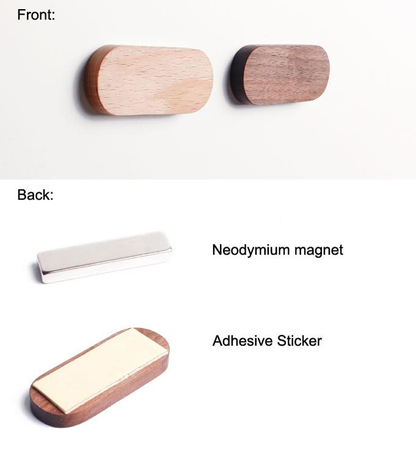 Magnetic Wooden Key Holder with Adhesive Mounting and Natural Wood Finish