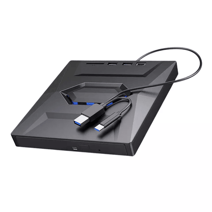 Portable USB CD DVD Drive with Burner and SD Card Hub for Windows and Mac Laptops