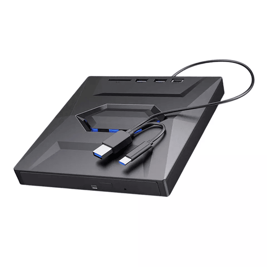 Portable USB CD DVD Drive with Burner and SD Card Hub for Windows and Mac Laptops