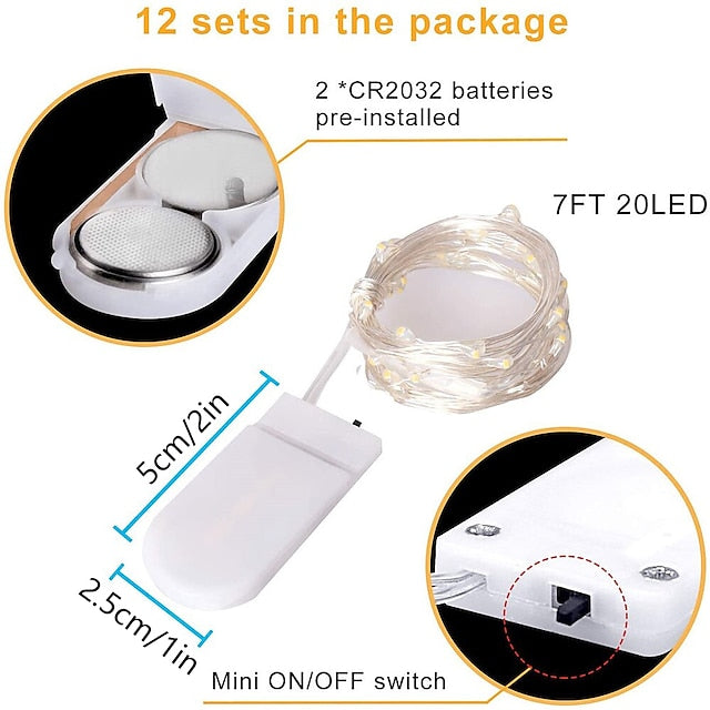 100 Pack Waterproof Mini LED Fairy String Lights with Flexible Silver Wire for Weddings and Party Decor