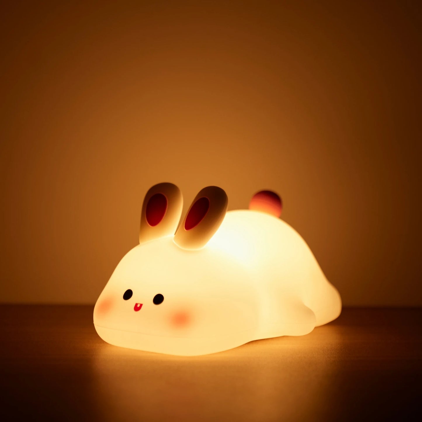 Silicone Rabbit LED Night Light with USB Rechargeable Touch Control for Kids Bedroom and Gifting