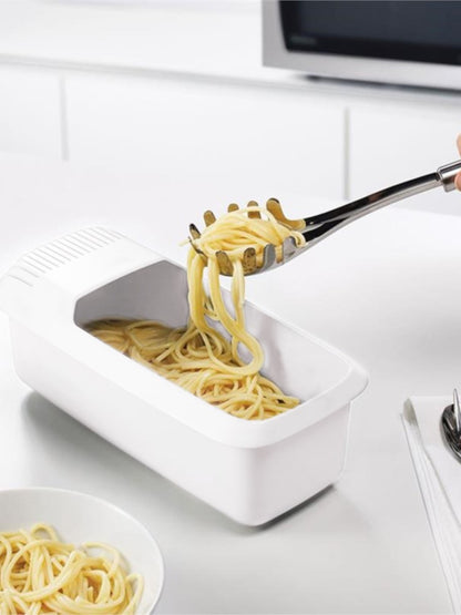 Microwave Pasta Cooker with Built In Strainer for Spaghetti and Vegetable Steaming, Dishwasher Safe