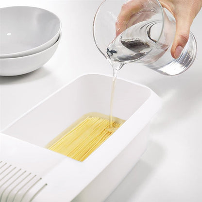 Microwave Pasta Cooker with Built In Strainer for Spaghetti and Vegetable Steaming, Dishwasher Safe