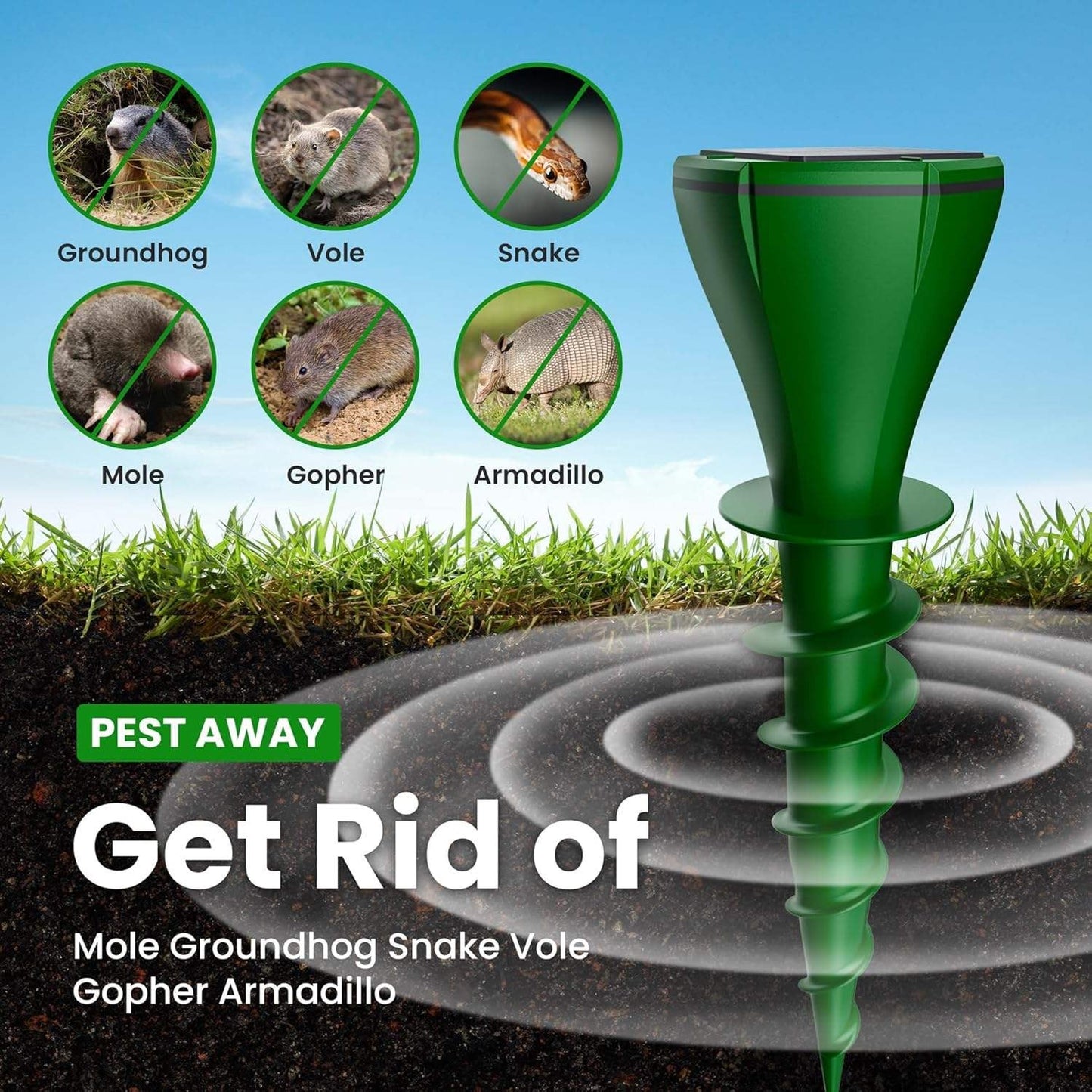 Ultrasonic Snake Deterrent Stake for Outdoor Gardens