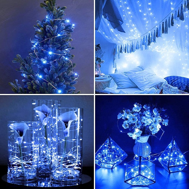 100 Pack Waterproof Mini LED Fairy String Lights with Flexible Silver Wire for Weddings and Party Decor