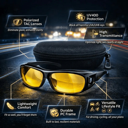 Polarized Driving Eyewear with Anti-Glare Lens for Night Vision