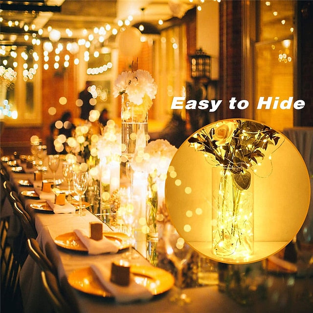 100 Pack Waterproof Mini LED Fairy String Lights with Flexible Silver Wire for Weddings and Party Decor
