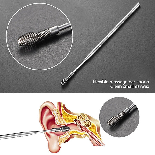 6 in 1 Stainless Steel Ear Cleaning Pick Set with Reusable Tools and Keychain Storage Case