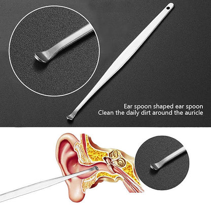 6 in 1 Stainless Steel Ear Cleaning Pick Set with Reusable Tools and Keychain Storage Case