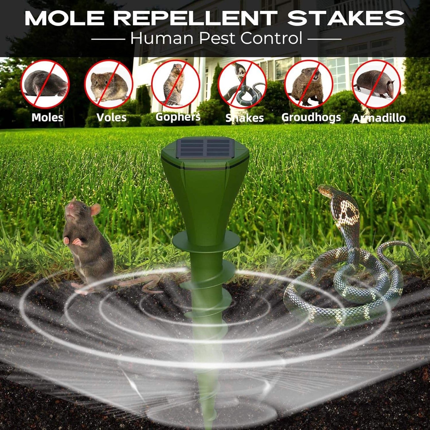 Ultrasonic Snake Deterrent Stake for Outdoor Gardens