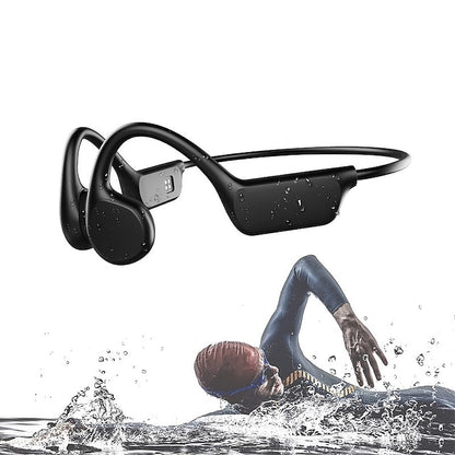 IPX8 Water Resistant Bone Conduction Bluetooth Headset with Mic and 32GB Storage for Swimming