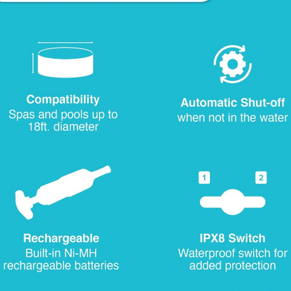 Cordless Handheld Pool Vacuum with Brush Attachments for Above Ground Pools