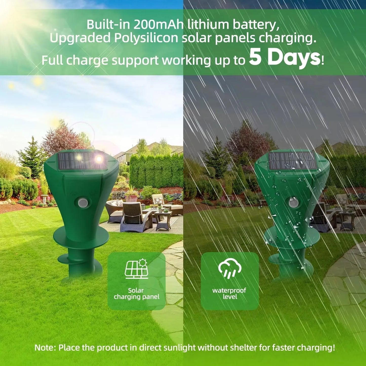 Ultrasonic Snake Deterrent Stake for Outdoor Gardens
