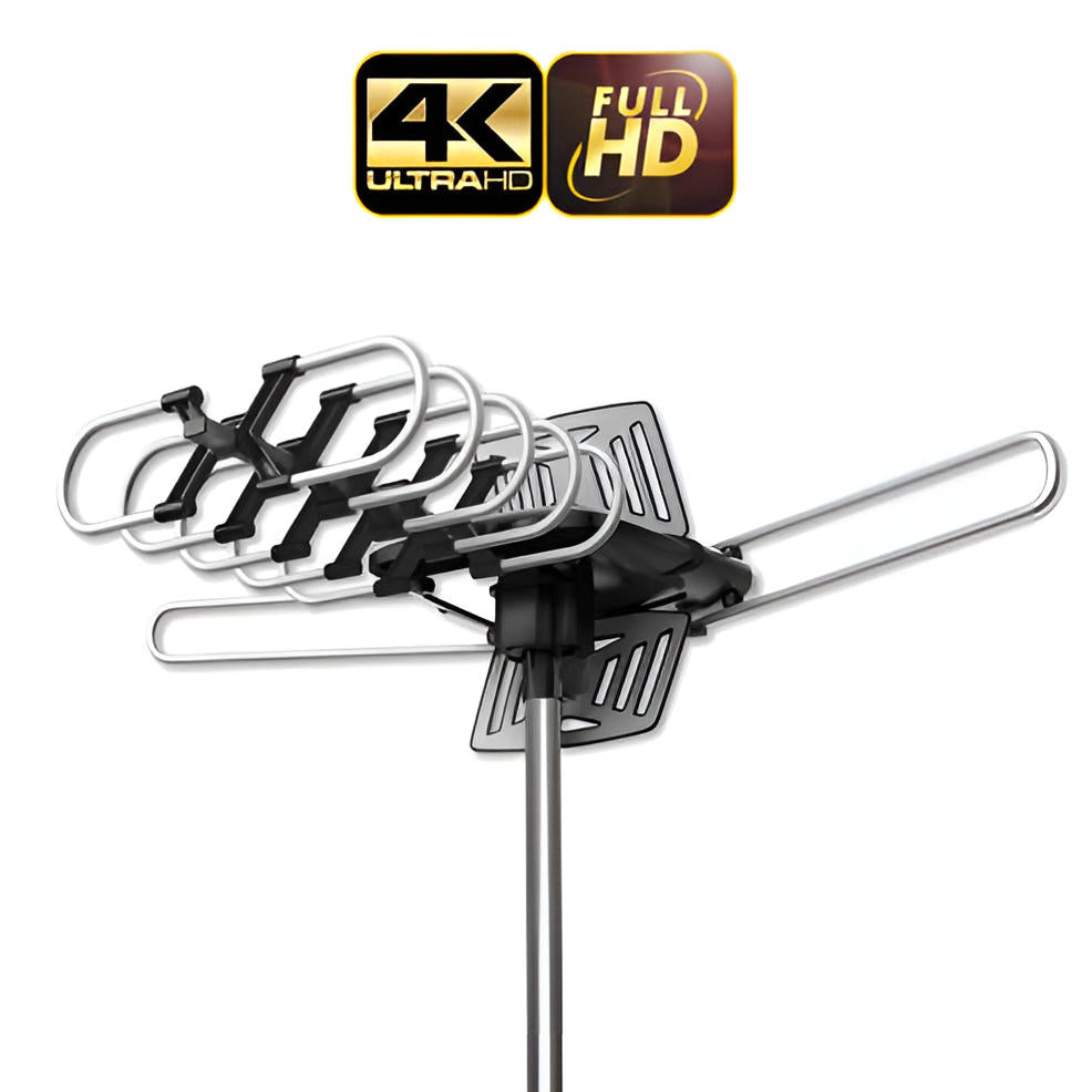 Motorized HD TV Antenna with 360 Degree Rotation and Signal Amplifier, 33ft Cable