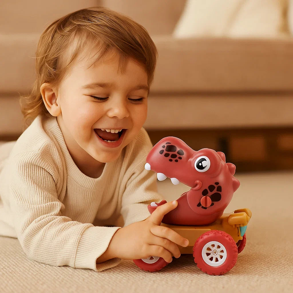 Dinosaur Push Truck with Rolling Wheels and Molded Design for Kids