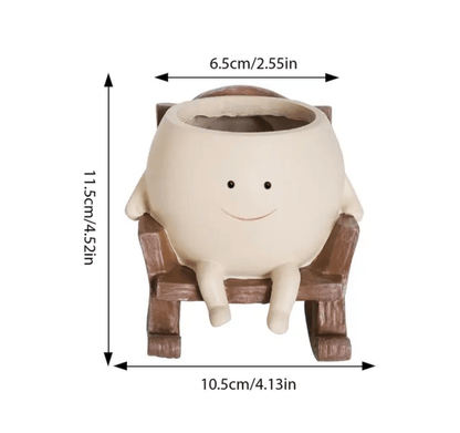 Smiling Face Resin Planter for Small Succulents and Houseplants