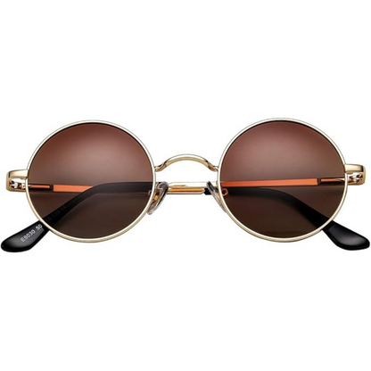 Retro Round Polarized Sunglasses - Lennon-Bronze/Brown-Nora Luxe