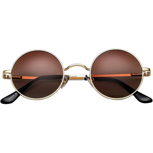 Retro Round Polarized Sunglasses - Lennon-Bronze/Brown-Nora Luxe