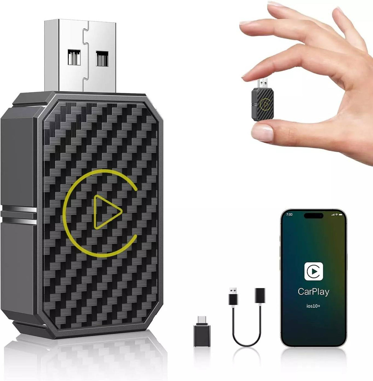 Wireless Phone to Car Display Adapter with Dual Band Connection and Auto Pairing