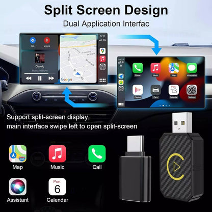 Wireless Phone to Car Display Adapter with Dual Band Connection and Auto Pairing