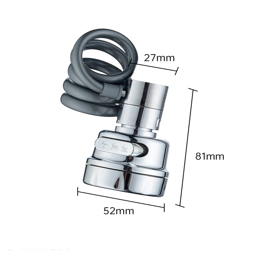 Faucet Extender with a 360 Degree Swivel, a Stretch Hose, Three Spray Modes and a Built In Filter