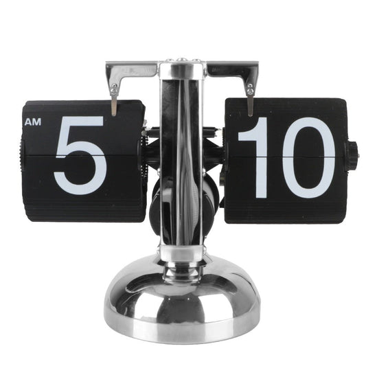 Flip Card Desk Clock with Automatic Number Rotation and Silent Quartz Movement