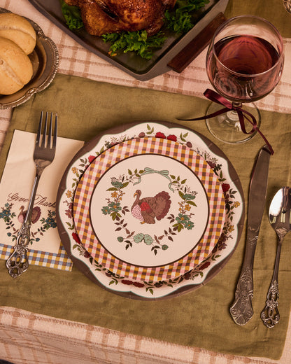 Iridescent Paper Plates with Harvest Designs, 9-inch and 7-inch, 32 Count