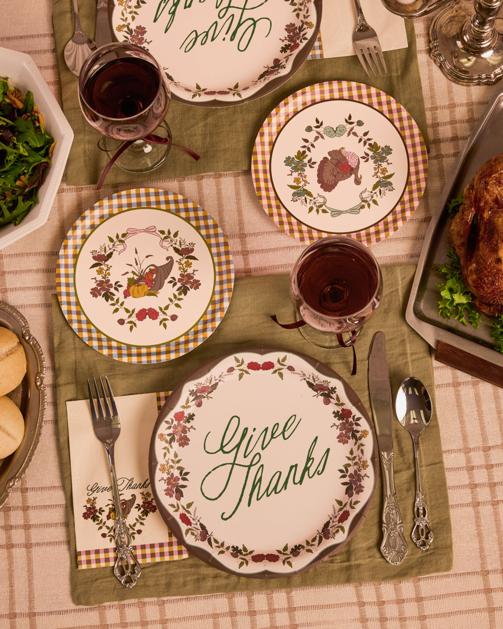 Iridescent Paper Plates with Harvest Designs, 9-inch and 7-inch, 32 Count
