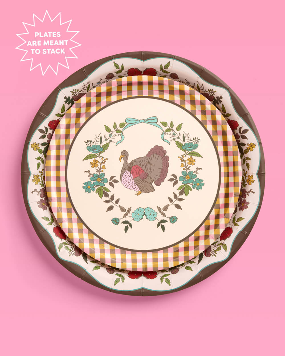 Iridescent Paper Plates with Harvest Designs, 9-inch and 7-inch, 32 Count