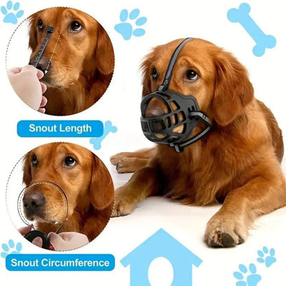 Adjustable Dog Muzzle with Breathable Mesh and Multiple Straps, Six Sizes