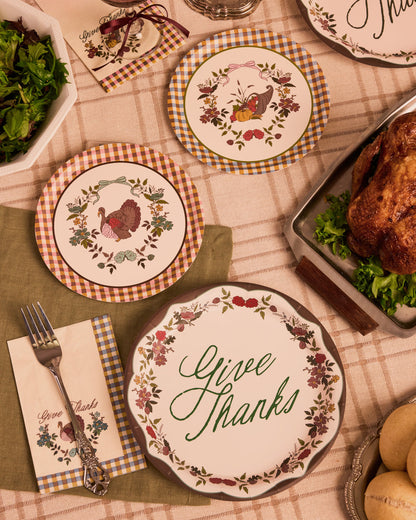 Iridescent Paper Plates with Harvest Designs, 9-inch and 7-inch, 32 Count
