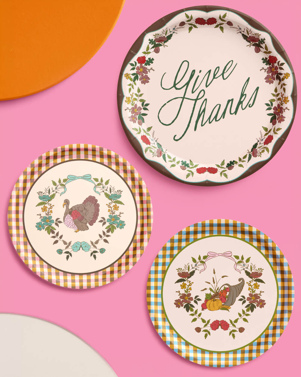 Iridescent Paper Plates with Harvest Designs, 9-inch and 7-inch, 32 Count