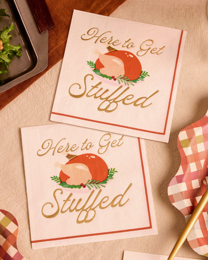 Thanksgiving Turkey Napkins with Gold Foil Accents, 50-Count
