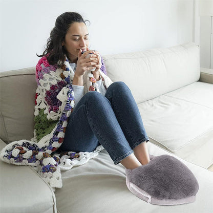 USB Heated Foot Warmer with Plush Fabric, Constant Heat or Three Heat Settings